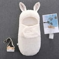 thumbnail image 5 of LEKWK Baby Swaddle Blanket with Hood Warm Baby Thermal Sleeping Sack 3D Cartoon Rabbit Ear Cute Loungewear Newborn Winter Thermal Receiving Blanket 0-6M, 5 of 5