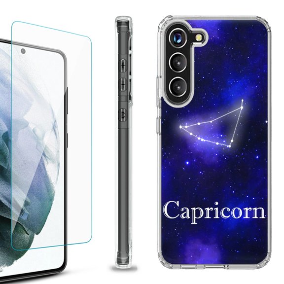 OneToughShield ® for Samsung Galaxy S23  S23 Plus 5G Shockproof Bumper Phone Case, with Tempered Glass Screen Protector - Capricorn
