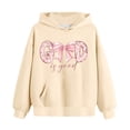 thumbnail image 4 of Sudadera con capucha para niña, con estampado de color, manga larga, informal, deportiva, con capucha, manga larga, sudadera con capucha, top con inserciones en los hombros, blusa de poliéster para ni, 4 of 7