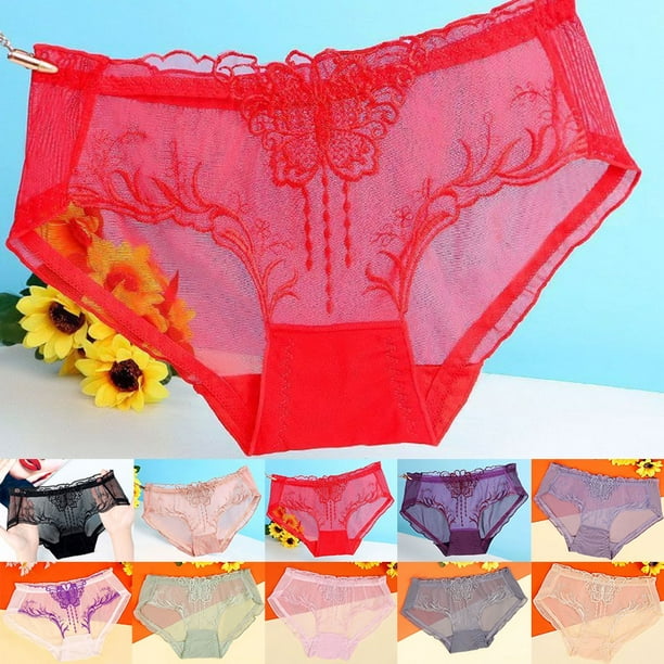 Women Mesh Sheer Thong Ultra-thin Panties See-through Underwear Knicker  Briefs