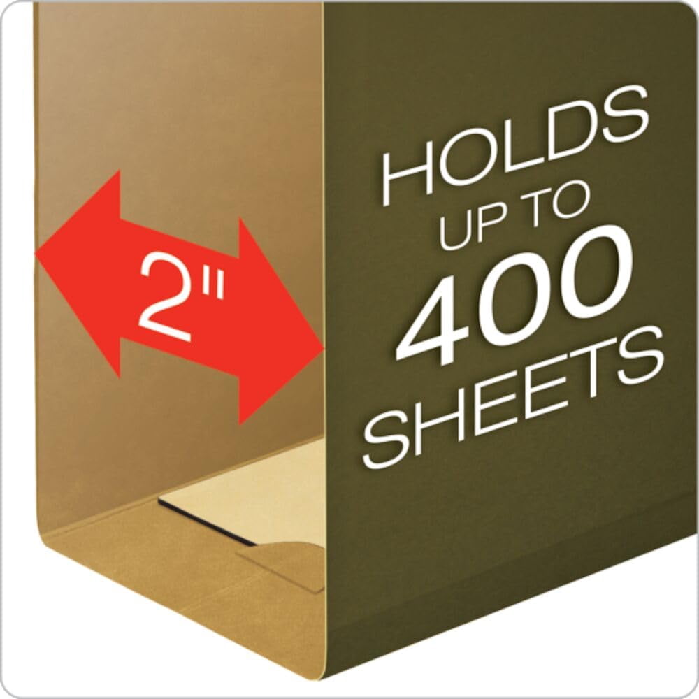 Hanging File Folders  25 Pack Green 2" Expansion Letter Size (8.5" X 11") Reinforced 5 Tab Positions Durable Files For Office And Document Organization