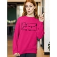 thumbnail image 2 of Breast Cancer Support Stronger Than Cancer Pink Ribbon Crewneck Sweatshirt, 3XL, Pink, 2 of 6