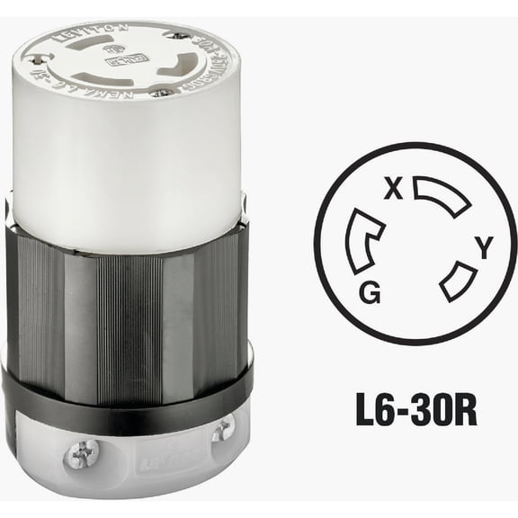 Leviton 165-C2623 30 Amp 3W, 2P NEMA L6-30R Locking Connector
