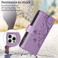 thumbnail image 7 of Allytechgroup Wallet Case for Apple iPhone 14 Pro, Multiple Cards Slots Zipper Pocket PU Leather with Stylish Pattern Hand Strap Flip Cover Phone Case for iPhone 14 Pro, Purple, 7 of 7