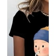 thumbnail image 4 of A T-Shirt Featuring a 'Girl Drinking Pearl Milk Tea' Design, Retro Style, Short-Sleeved, for Women Tee For Adult, Men, Women, Teen, Teenager, Adolescent, Youth, 4 of 5