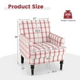 thumbnail image 3 of Giantex Mid-Century Modern Accent Chair, Upholstered Nailed Sofa, Comfy Soft Padded Accent Arm Chairs for Home(Red Checkerboard,2), 3 of 6