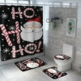 thumbnail image 2 of SUNSIOM Ensemble de Rideau de Douche Imprimé de Noël avec Cloche Étoilée, Tapis de Bain, 2 of 4
