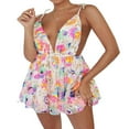 thumbnail image 2 of Women Summer A-Line Club Dress  Sequined Tie Spaghetti Strap Deep V Neck Backless One-Piece, 2 of 5