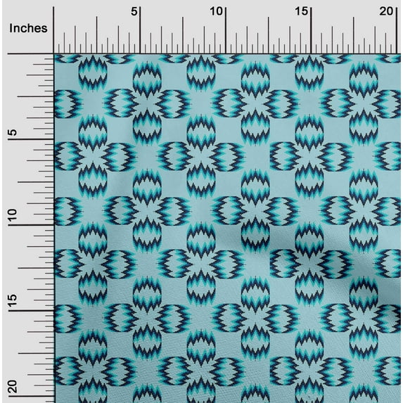 oneOone Cotton Poplin Fabric Zig Zag Flame Stitch_Printed Craft Fabric BTY 56 Inch Wide