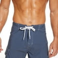 thumbnail image 5 of Mens Swim Trunks with Compression Liner Quick Dry Swim Shorts Swimming Trunks Stretch Bathing Suit Boardshorts Zipper Pockets Beige Vintage Stripes Large,Blue,34, 5 of 9
