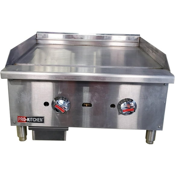 Pro-Kitchen - Thermostat Griddle, 2 Burners, SS, 60,000 BTU, 24x26x16 inches - Single Piece - Precise Temperature Control, High-Output Cooking - Ideal for Commercial Kitchens (1ct)