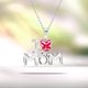 thumbnail image 2 of JeenMata Collar con Colgante de Piedra Roja Fuerte en Forma de Corazón con la Frase Amo a Mamá con Oro Blanco de 18 K sobre Plata - Piedra Natal de Julio - Regalo de Joyería para el Día de la Madre, 2 of 2