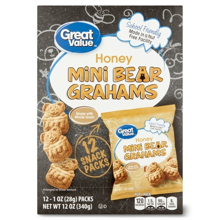 Great Value Honey Mini Bear Grahams, 12 oz, 12 Pack