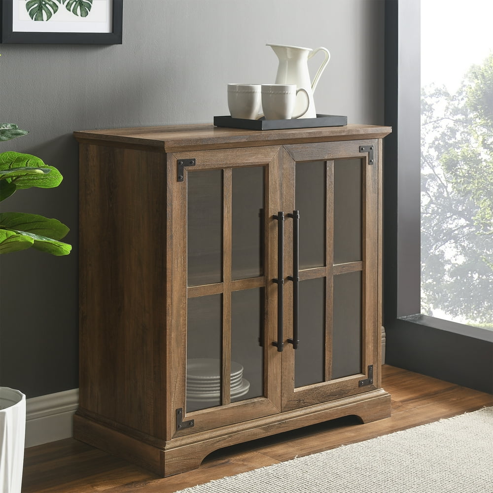 Manor Park Farmhouse Glass Door Accent Reclaimed Barnwood