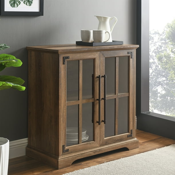 Manor Park Farmhouse Glass Door Accent Reclaimed Barnwood