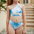 thumbnail image 3 of Fesfesfes Teen Girls Holiday Cute Bikini Sets Children Girls Swimwear One Shoulder Hollow Out Two Piece Swimsuit Printed Swim Pool Beach Wear Bathing Suit 6-12 Years, 3 of 9