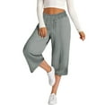 thumbnail image 5 of Mlzmgr Capri Pants Women Wide Leg Drawstring Elastic High Waisted Capris Solid Color Summer Casual Capri Pants, 5 of 5