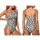 thumbnail image 3 of Traje Baño una Pieza con un Hombro Descubierto para Mujer, Traje Baño Control, Cobertura Total Modesta, Traje Baño con Abertura en la Parte Posterior. Estampado Leopardo XL, 3 of 6