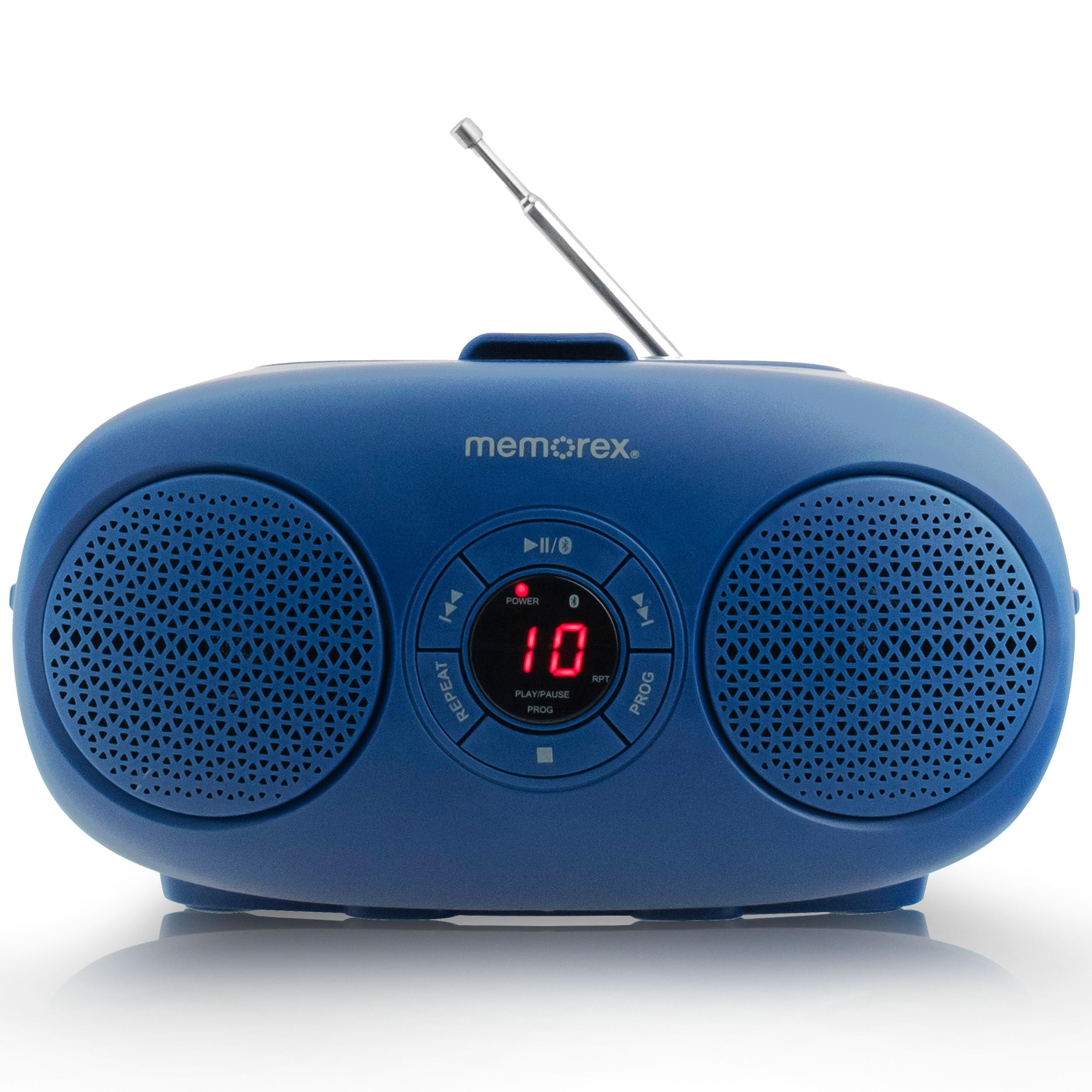 Memorex MX-BCD20(L) Portable CD Player | AM/FM Stereo Radio with Telescopic Antennas | CD-R/RW Compatible | Programmable Memory | LED Display | AUX Input | AC & Battery Powered (Blue)