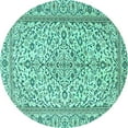 thumbnail image 1 of Ahgly Company Machine Washable Indoor Round Persian Turquoise Blue Traditional Area Rugs, 8' Round, 1 of 4