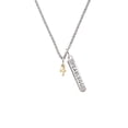 thumbnail image 2 of Delight Jewelry Goldtone Super Mini Simple Cross Silvertone Fearless Bar Charm Necklace, 23", 2 of 4