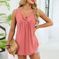 thumbnail image 5 of Sleeveless Pajama Tops for Women,35% Cotton Crew Neck Tank Button Up Slim Fit Ruched Summer Tunic Camisoles Sleepwear, 5 of 9