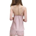 thumbnail image 2 of Lucakuins, conjunto de pijama de 2 piezas para mujer, camisola sin mangas con ribete de encaje y pantalones cortos elásticos, ropa de dormir suave para dormir Lucakuins  moda, 2 of 3