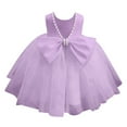 thumbnail image 5 of Wdgfv Robe de Demoiselle d'Honneur Enfant Satin Tulle Invitée de Mariage Fête Anniversaire Demoiselle d'Honneur Communion Concours Bal Robe Maxi Violet 150, 5 of 5