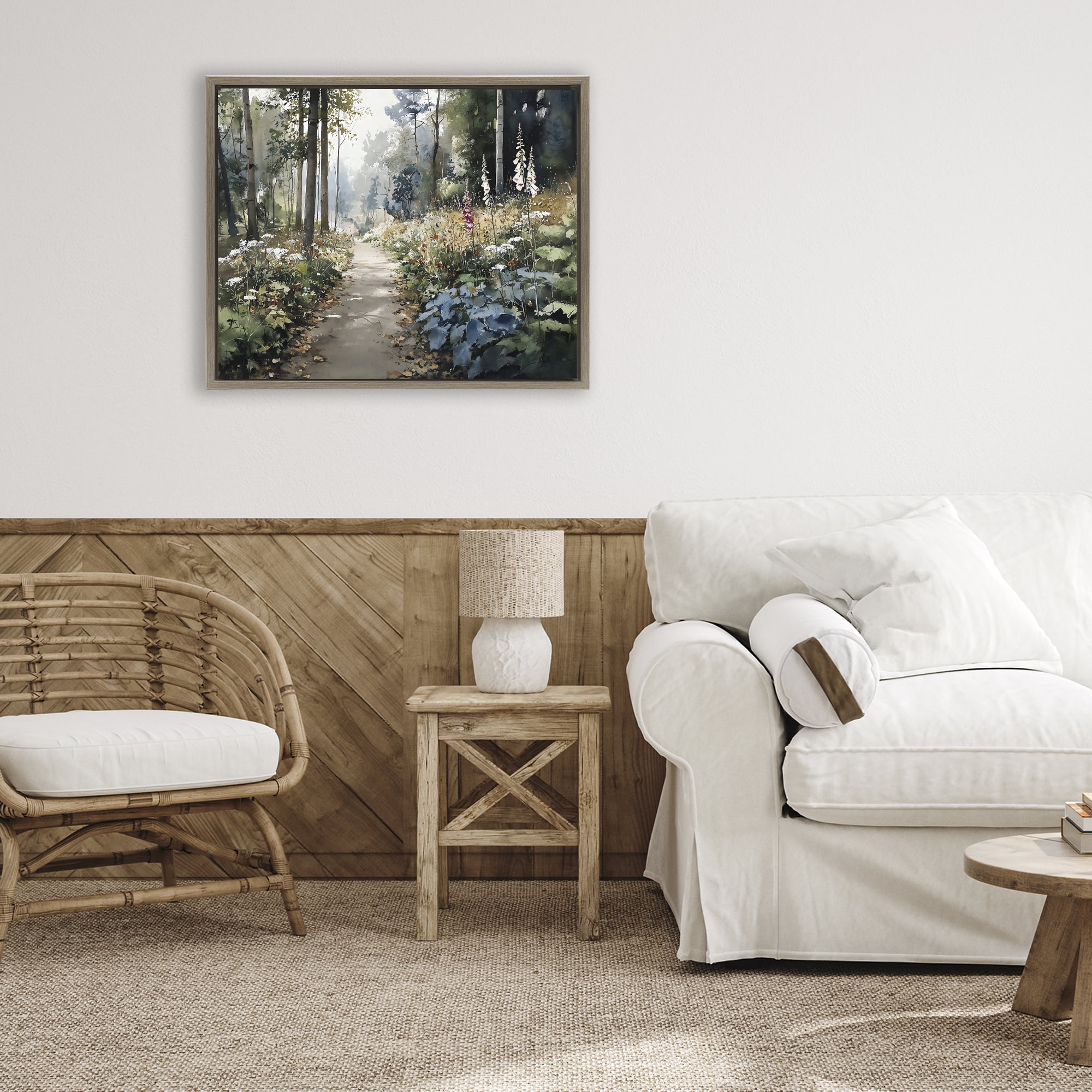Stupell Industries Foliage Forest at Dusk Brown Framed Floater Canvas Wall Art, design by Franklyn Gregory