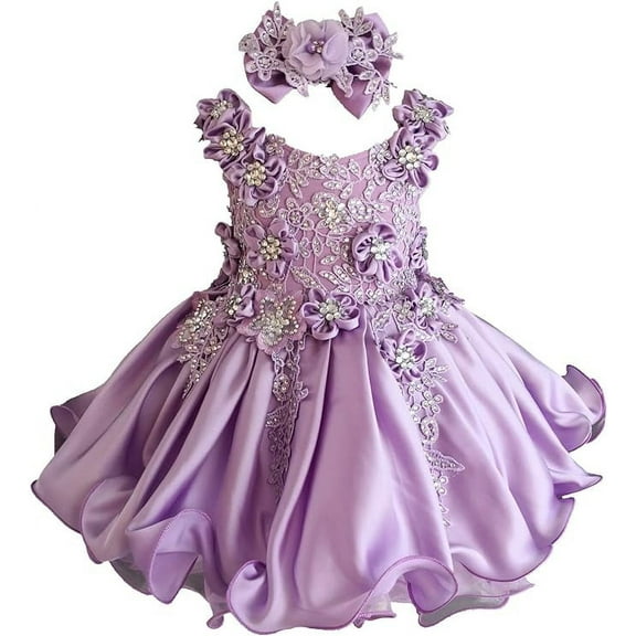 Jenniferwu G535 Infant Toddler Baby Newborn Little Girl's Pageant Party Birthday Dress Lilac (as1, Age,12-18Months