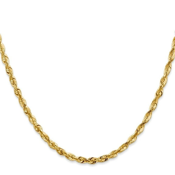 Diamond2Deal 10K Yellow Gold 3.5mm Diamond-Cut Lightweight Rope Chain Necklace for Men 24"
