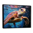 thumbnail image 2 of Designart "Soft Hued Sea Turtle" Animals Turtle Floater Framed Wall Art Living Room, 2 of 5