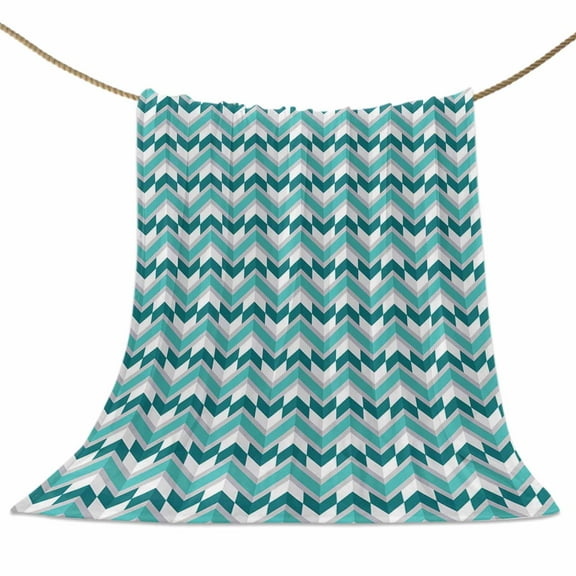 Flannel Fleece Blanket Teal Abstract Geometric Super Soft Warm Cozy Throw Blanket Turquoise Minimalist Bed Couch Car Blankets for All Season 50" x 60"