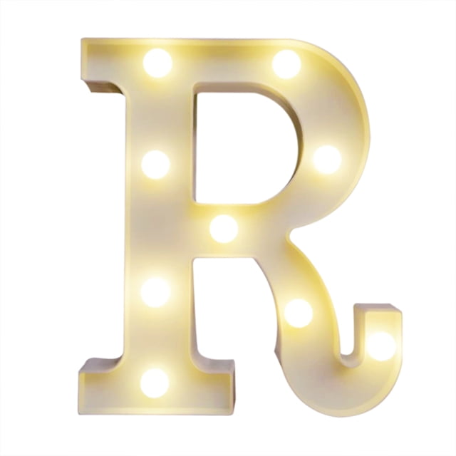 Amdohai Alphabet LEDs Light Standing Letters Sign with Bulbs Night Lamp Warm White Constant Bright Light Effect 2 * AA Cell Operated IP54 Water Resistance for Birthday Christmas Wedding Home Party Bar
