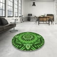 thumbnail image 4 of Ahgly Tapis Rond Lavable en Machine Intérieur Transitionnel Vert Émeraude Profond, 8 Pieds Rond, 4 of 7