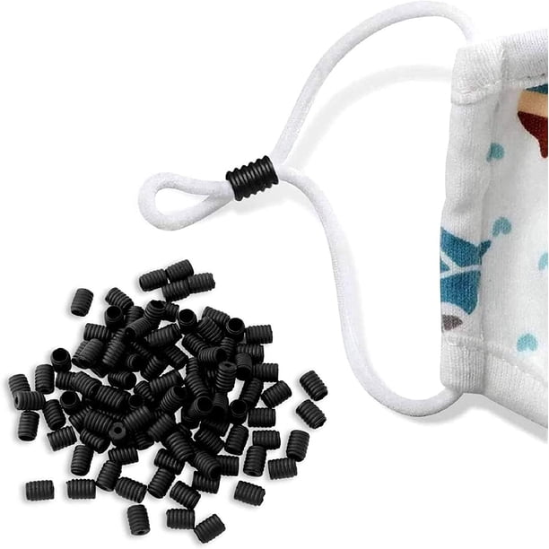 Paquete de 100 cierres de cordón para máscara, tapón de cordón de silicona con ajustador elástico, bucle de oreja antideslizante para cierre de hebilla con cordón