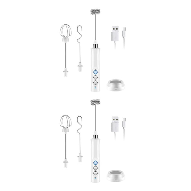 Ounissouiy Espumador de leche 3 en 1, agitador de mantequilla inalámbrico, batidor de espuma para beber, mezclador de espuma para cocina, fabricante de Blanco 2piezas Ounissouiy CBP163574