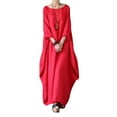 thumbnail image 1 of Bellella Robe Maxi pour Femmes avec Poches, Robe d'Été à Manches Longues, Tunique, Aguichant, Couleur Unie, Plage, Rouge, 4TG, 1 of 2