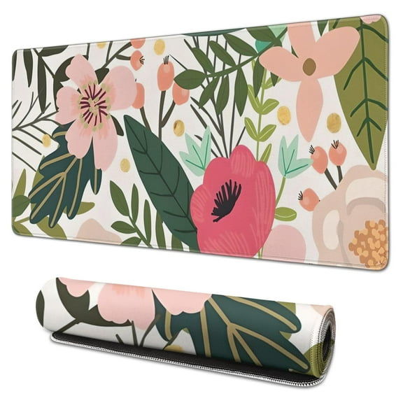 Cartoon Flowers and Fruit Mousepad Gaming Pad Mouse Waterproof Non Slip for Office Home Work Gaming Gift Tables Mousepad Rubber Base Mousepad with Stitched Edges 35.4x15.7inches
