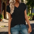 thumbnail image 6 of snilers Womens Tops V Neck Eyelet Petal Short Sleeve T Shirts Summer Tunic Tops Business Casual Blouses for Women S-2XL, 6 of 9