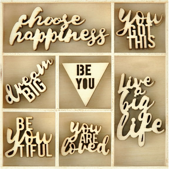 Themed Mini Wooden Flourishes 35/Pkg-Be You