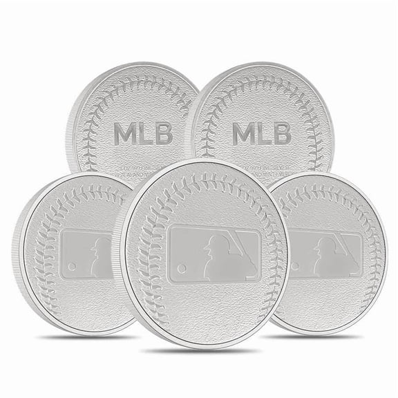 Lot of 5 - 2024 New Zealand 1 oz Major League Baseball (MLB) Silver Round .999 Fine