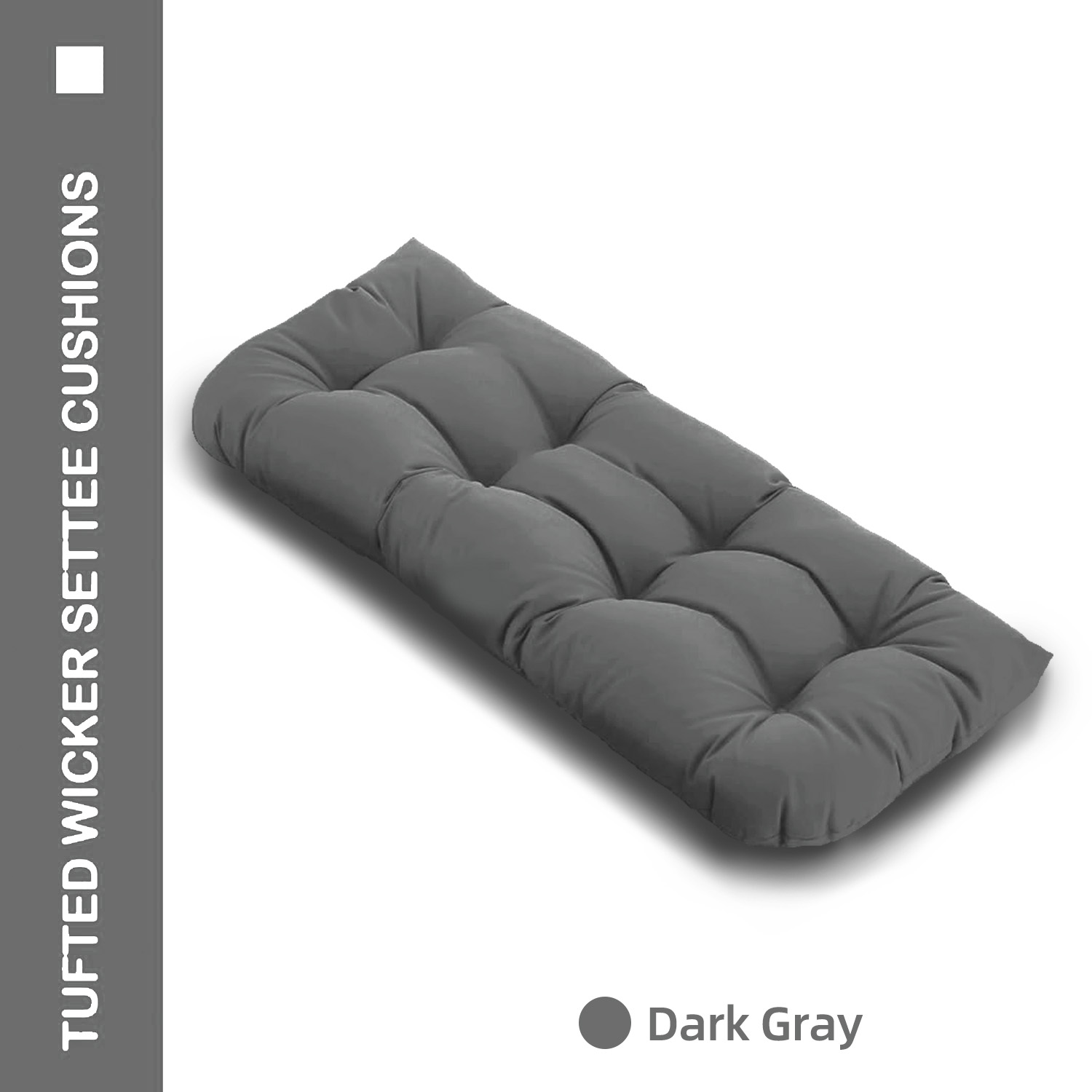 Tufted Wicker Loveseat Cushion, Water and Fade-Resistant , Outdoor Settee Cushion for Patio Furniture , 41” x 19" ,(1 count)