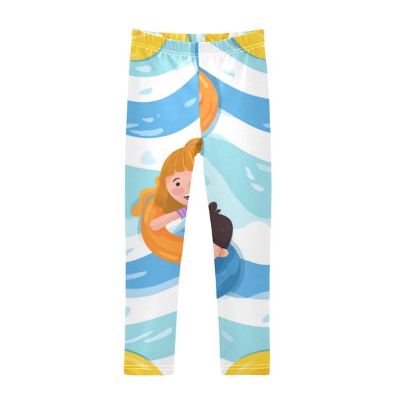 Girl's Legging Full-Length Colorful Print Tights For Dance Gym Everyday Wear Swimming Pool with Happy Kids