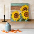 thumbnail image 3 of Ships Next Day Canvas Wall Art 8"x8",Sunflower Wood Framed Canvas Print Painting,Yellow Spring Flora Botanical Teal Brown Wooden Ready to Hang Small Picture Wall Decor for Bathroom Nursery Kitchen, 3 of 9