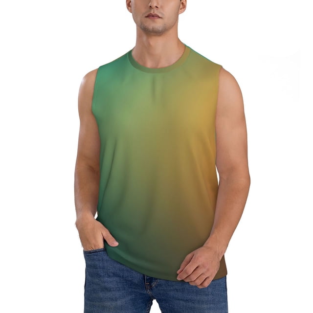 Balery Orange To Teal Gradient Camisetas sin mangas para hombre, absorbe la humedad y protege contra el mal olor.-Medium