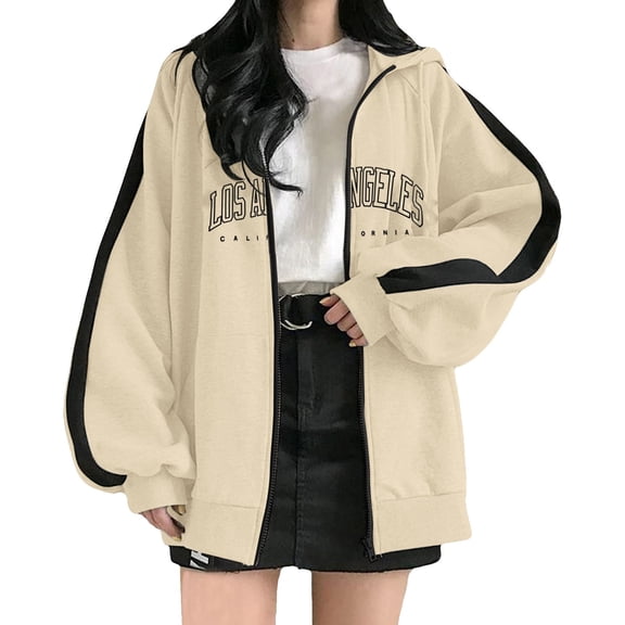 Xudanell Coats for Women Zip Hoodie Fall Clothes for Women Ladies Warm Sweatshirt Teen Jacket