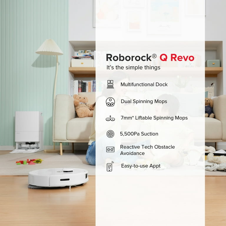 Roborock® Q Revo Robot Vacuum and Mop with Self-Emptying, Self-Drying,  5,500Pa Suction, Obstacle Avoidance(White)