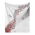 thumbnail image 1 of Abstract Soft Flannel Fleece Throw Blanket, Fractal Square Shaped Geometrical Forms with Wavy 2 Colored Backdrop Artwork, Cozy Plush for Indoor and Outdoor Use, 50" x 60", Grey and Red, by Ambesonne, 1 of 6