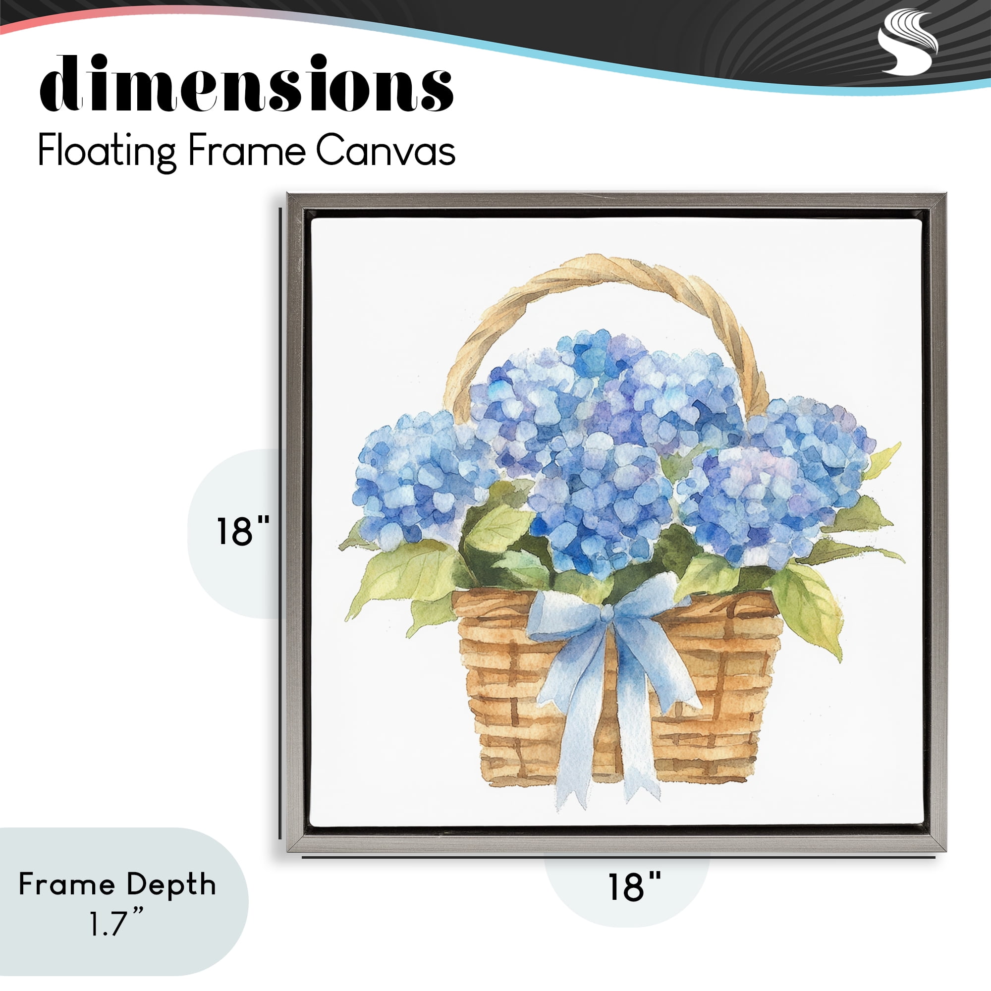 Stupell Industries Pretty Blue Hydrangea Picnic Basket Gray Framed Floater Canvas Wall Art, design by Petal Prints Design